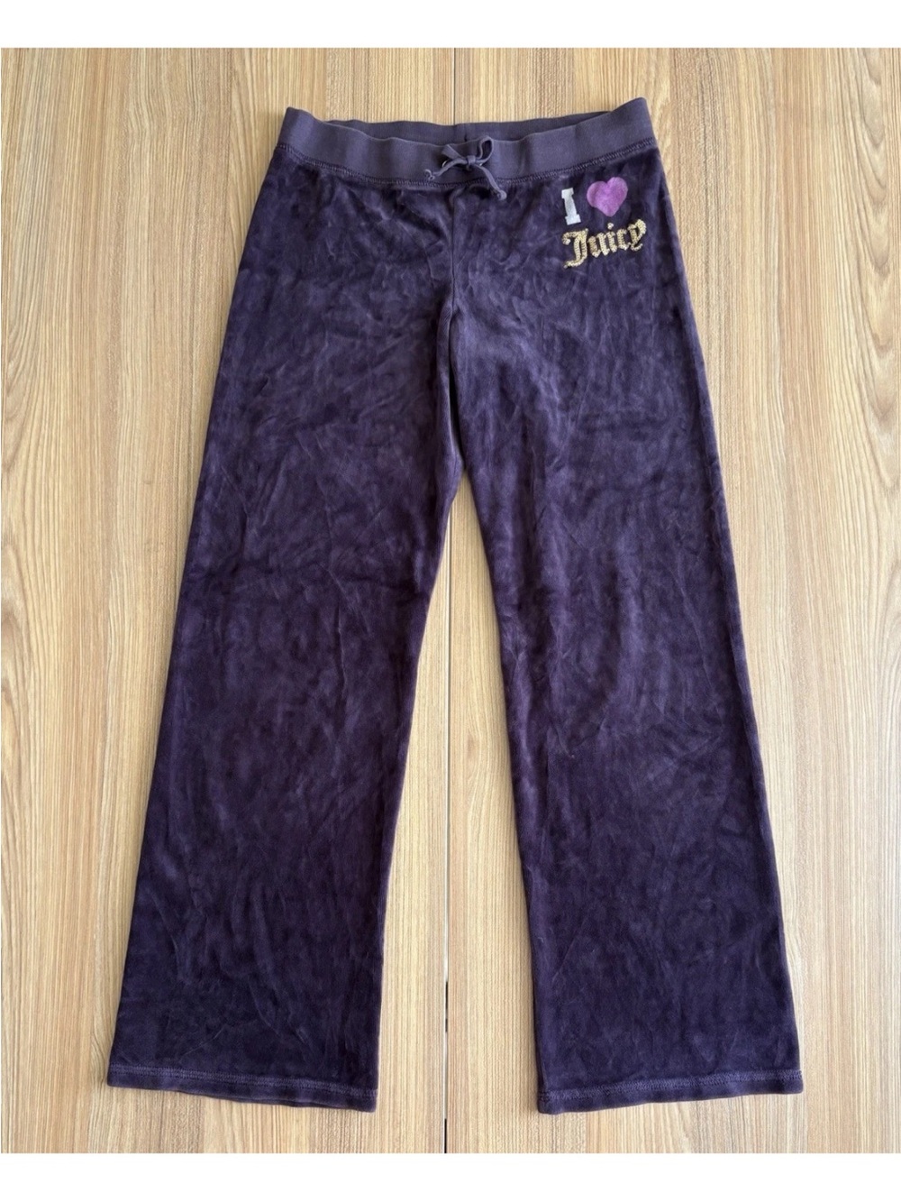Vtg Y2K Juicy Couture Velour Track Pants G12 Purple Low Rise I Heart Juicy Bling